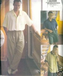 8298 EZ VOGUE SHIRT, SHORTS, PANTS MALE PATTERN XS-M-  LG-XL choice uncut